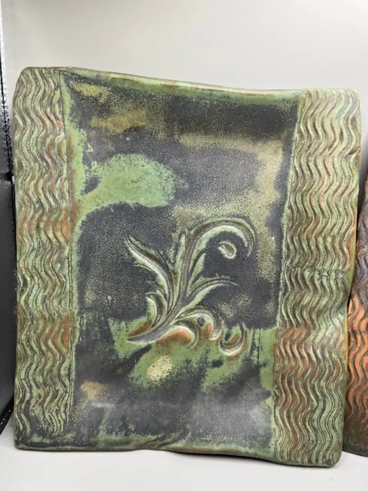 Pair of Small Vintage Handcrafted Ceramic Platters