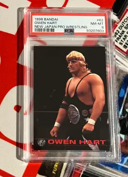 1998 Bandai New Japan Pro Wrestling Owen Hart #62 PSA 8 Low Pop 