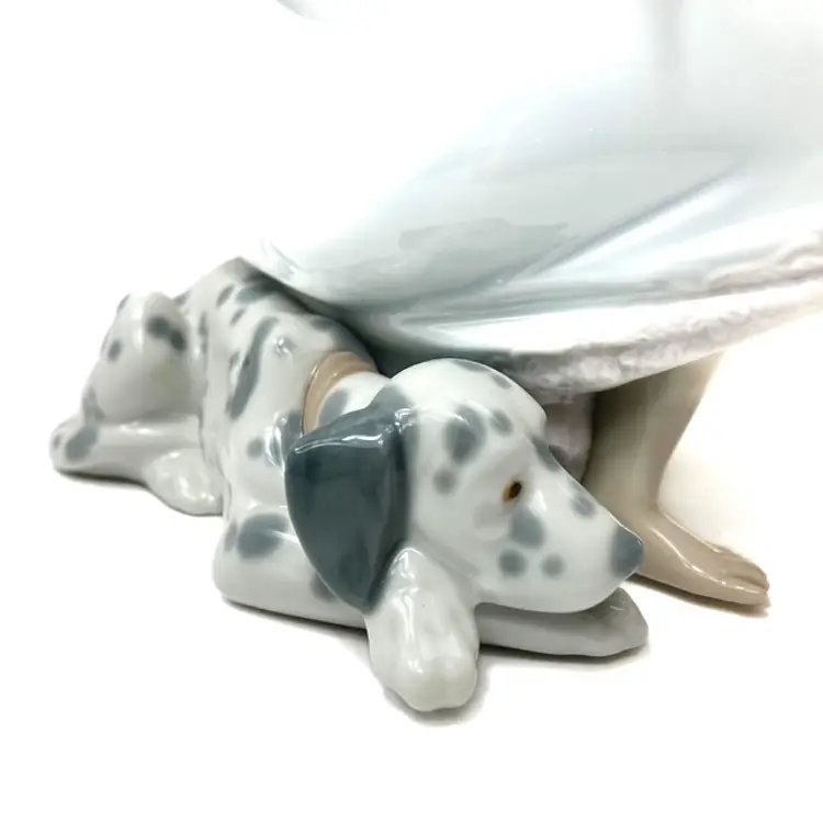 A Phone Call Away Vintage Lladro Chit Chat Girl on Phone Dalmatian Dog Spain