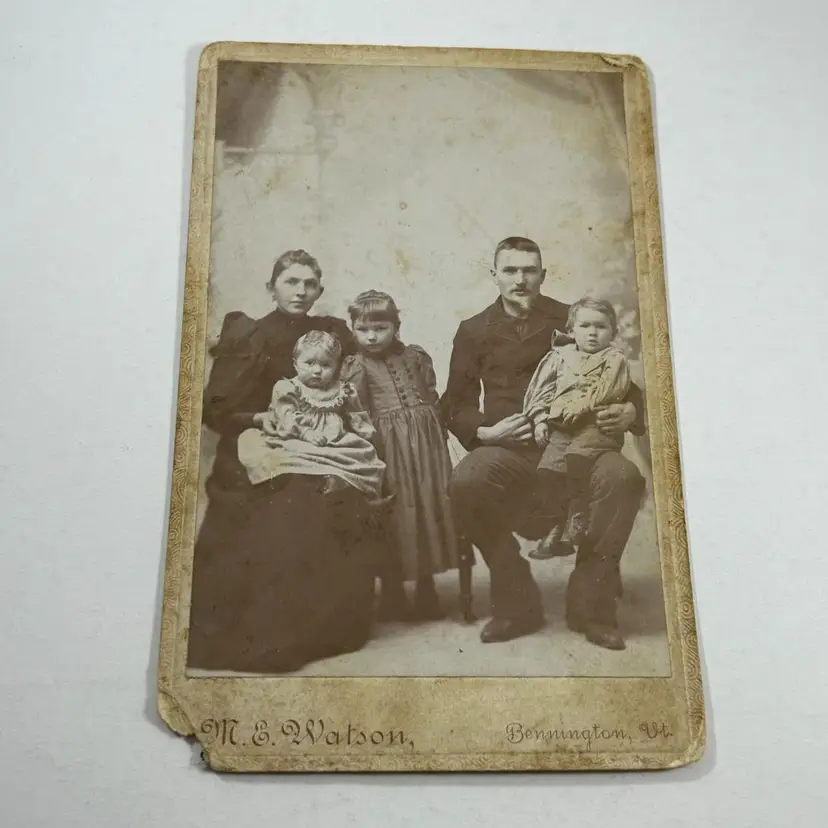 Cabinet Card Family Portrait Parents and Children Siblings Boys and Girls