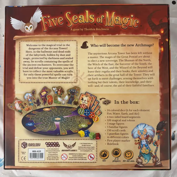 FIve Seals of Magic Board Game Mayday Games - Played Once