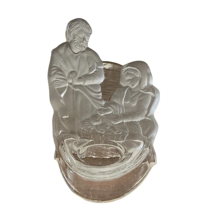 Frosted Satin Glass Nativity Tea-light Candle Holder