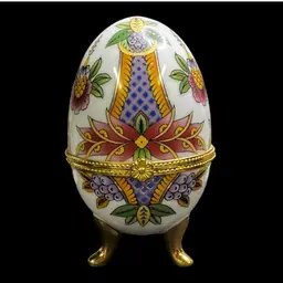 Porcelain Egg Painted Trinket Box