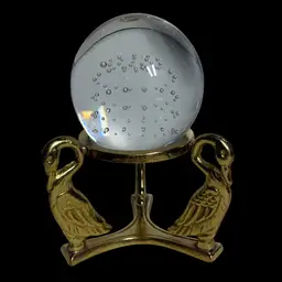 Clear Controlled Bubble Paperweight On Metal Stand With Geese 4.5”