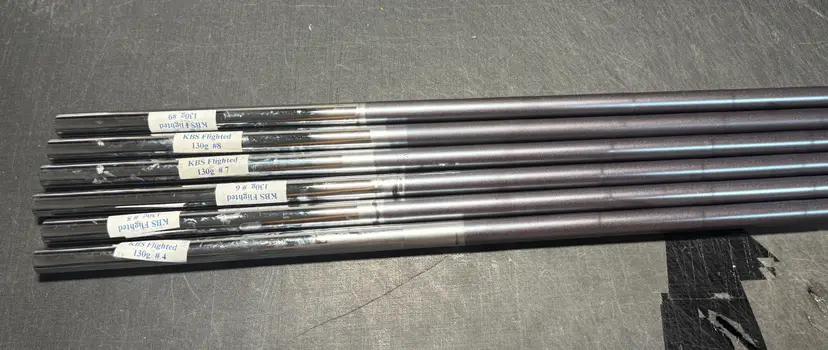 KBS Flighted Gun Metal Steel Iron Shafts .355 130G 4-9 IronCond- USED good