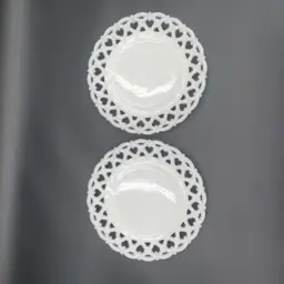 Vintage Westmoreland Forget-Me-Not White Milk Glass Luncheon Plates Set of 2