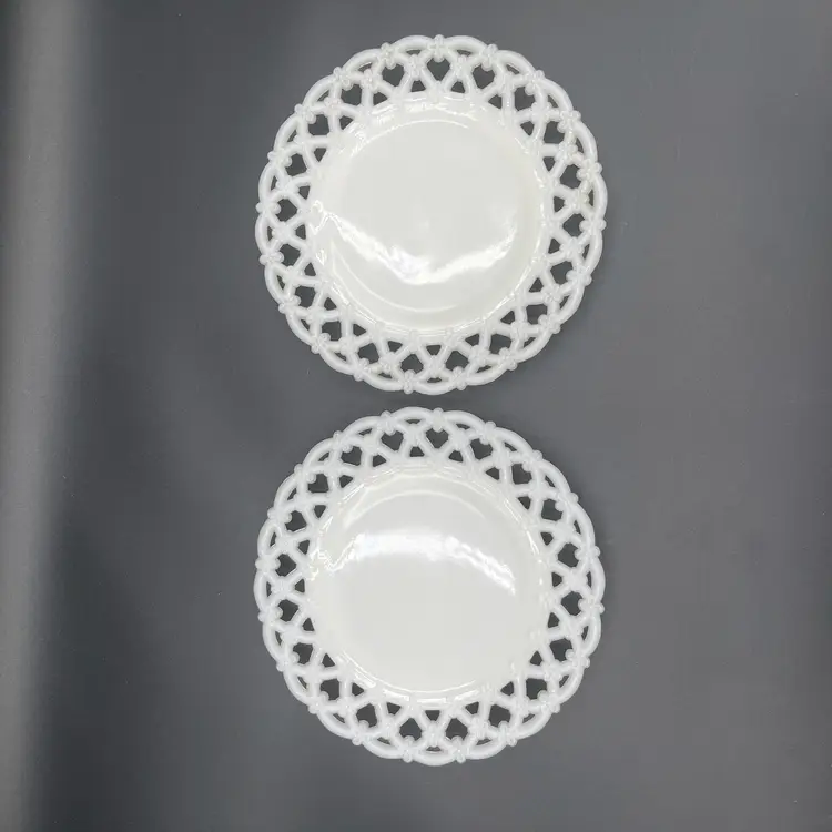 Vintage Westmoreland Forget-Me-Not White Milk Glass Luncheon Plates Set of 2