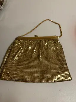 Whiting & Davis Mesh Purse Art Deco Gold Tone Vintage Evening Bag Chain Strap