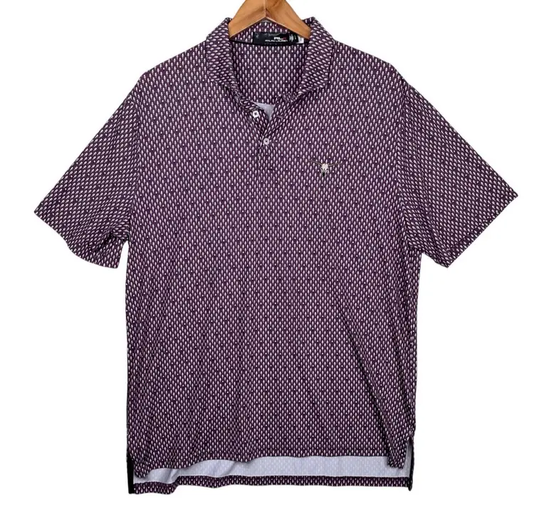 RLX by Ralph Lauren Men’s burgundy tech polo with cow skull size large