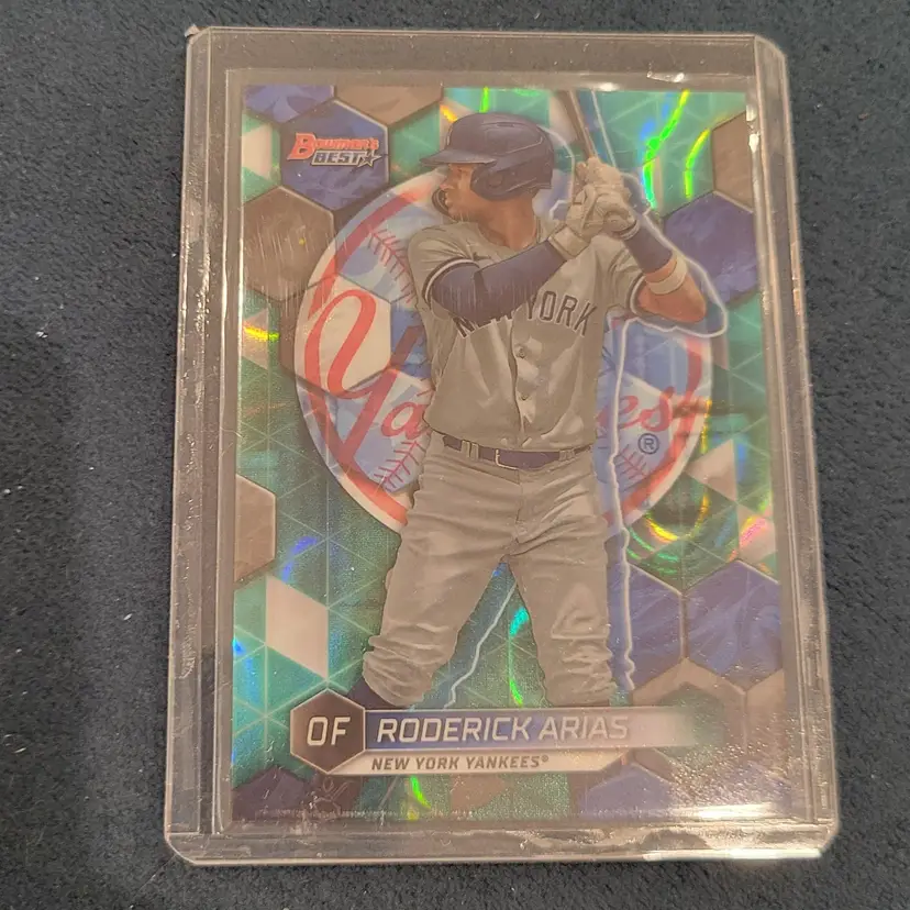 Roderick Arias 2023 Bowman's Best Prospect Aqua Lava Refractor Baseball Card 39/199 New York Yankees