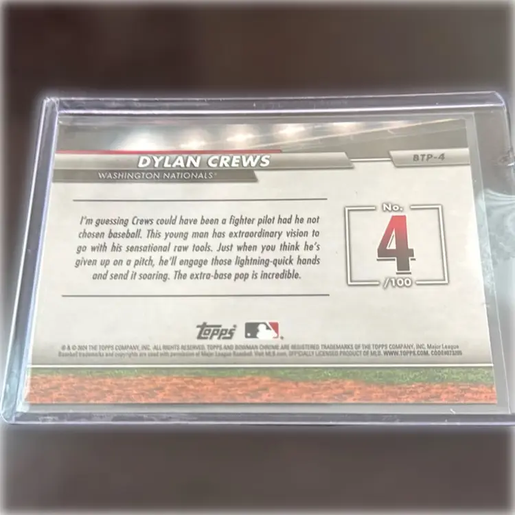 2024 Bowman Scouts Top 100 - Dylan Crews BTP-4 - Washington Nationals 