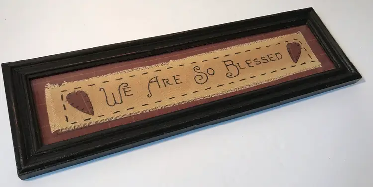 Primitive We Are Blessed Framed Sign 12”x4”