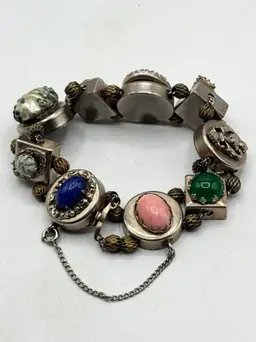 Estate Slide Charm Bracelet Vintage Victorian Revival