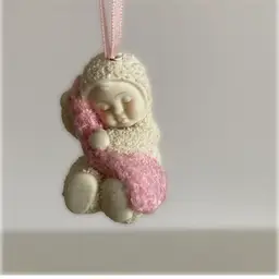 Sweet 2” Snowbaby Cuddling Her Blanket Christmas Ornament