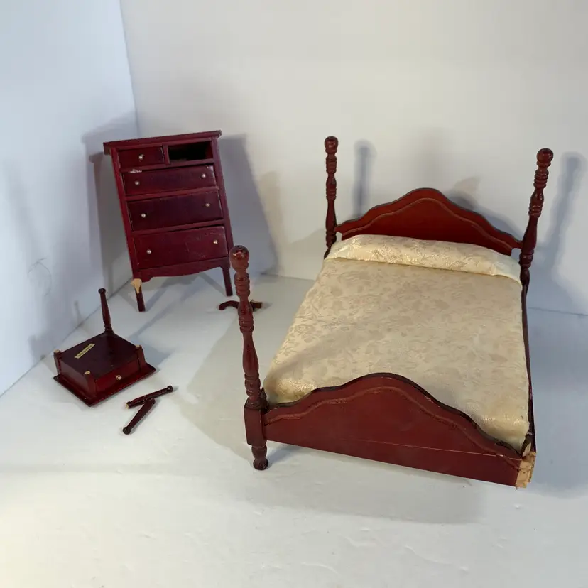 Dollhouse Bed, Dresser & Side Table AS IS