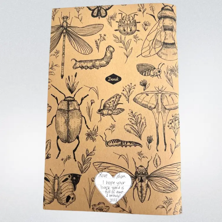 Insects Bugs Nature Science. Brown Paper Blank Field Notes Journal 8” x 5” Notebook. Bees 🐝 Dragonflies Moths Caterpillars 🐛 Beetles 🪲 Butterflies 🦋