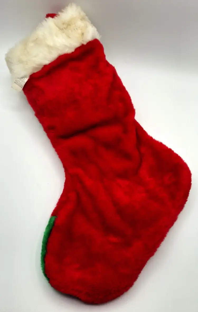 Vintage Bear Plush Happy Holiday Embroidered Stocking Red & Green