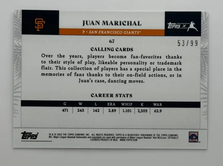Juan Marichal #53/99 Topps X