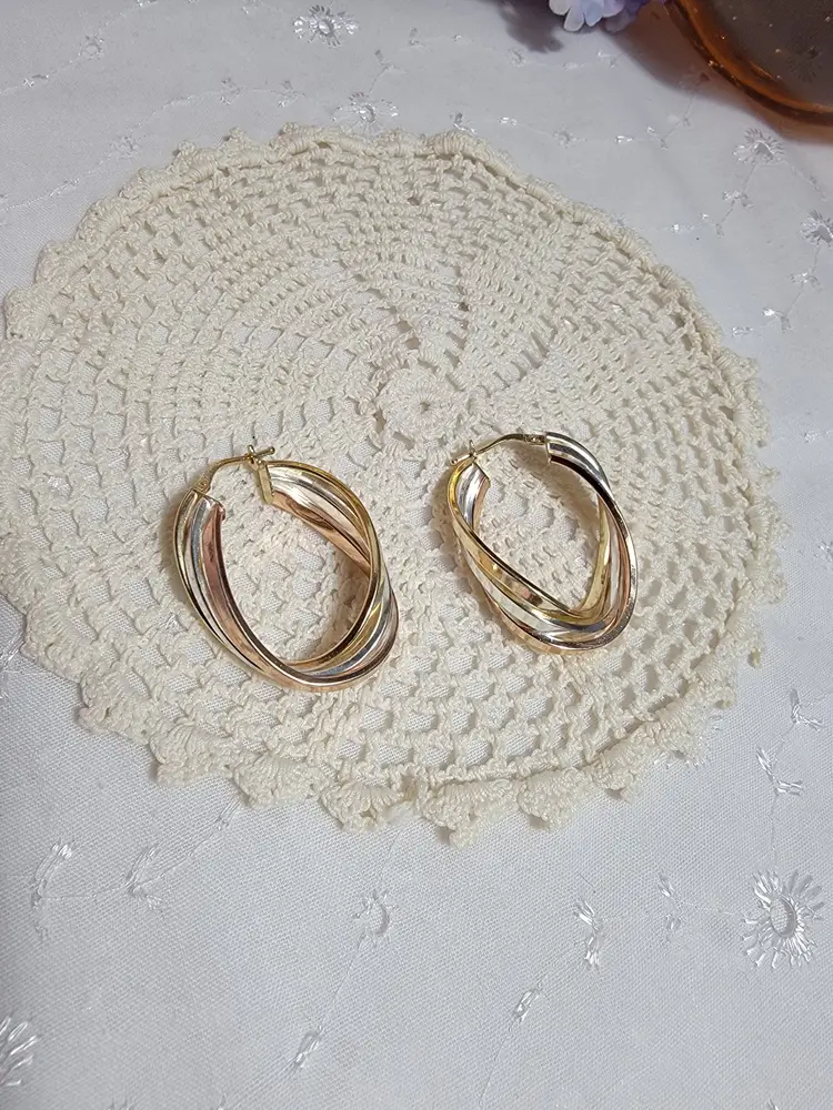 JCM 925 tri~color hoop earrings