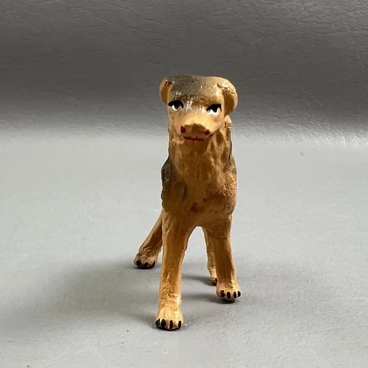 Vintage 2" Plastic Borozoi Dog Figurine Japan Brown Tan