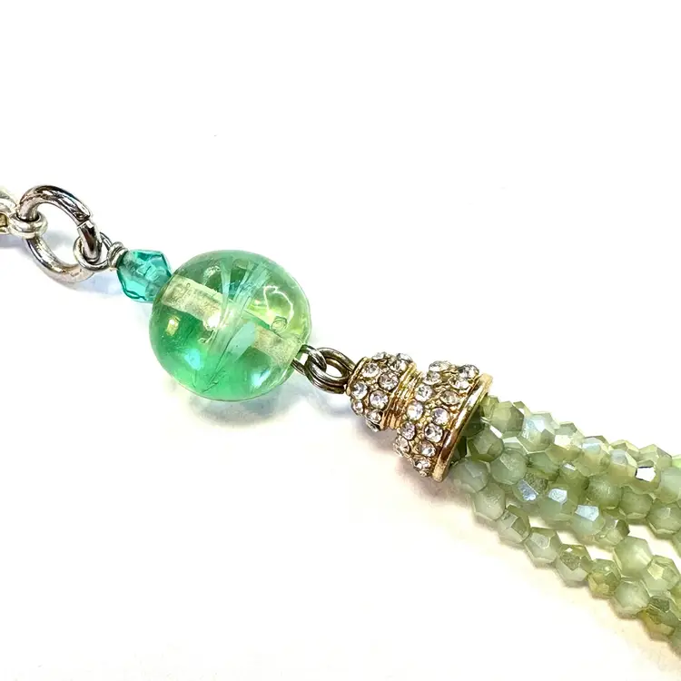 Sea Green Beaded Phone Charm Repurposed Jewelry Made By Me 2.5”