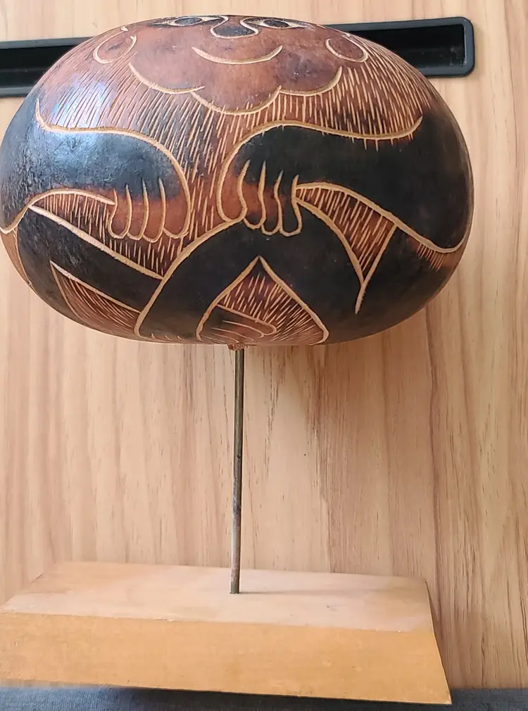Vintage Peruvian Carved Gourd