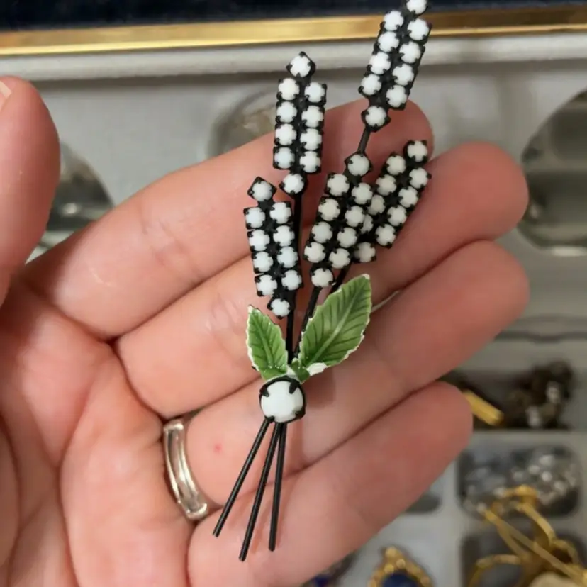 Milk Glass Brooch