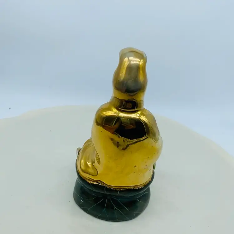 #1627 Vintage Guan Yin Statue Heavily Gold Ornate Embossed Figurine Statuette