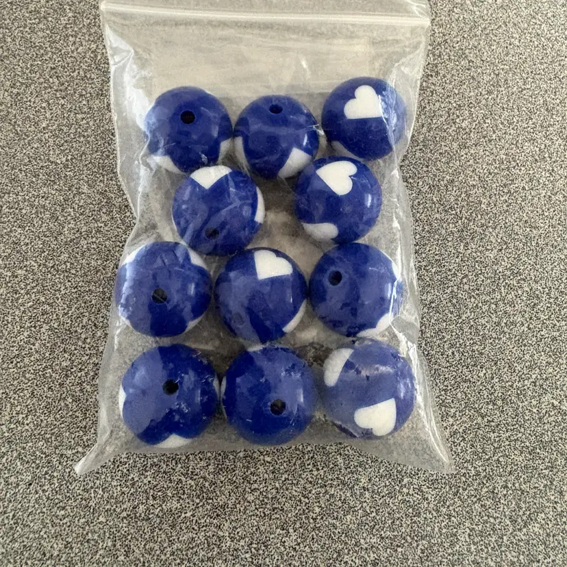 Blue Heart Bubblegum Beads