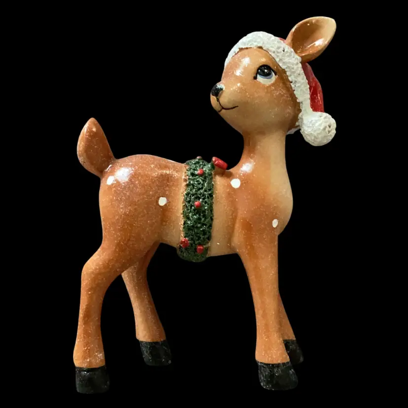 Vintage Ceramic Sugared Christmas Fawn