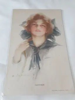 Vintage Postcard woman 1914 posted to Budapest pretty lady Happiness