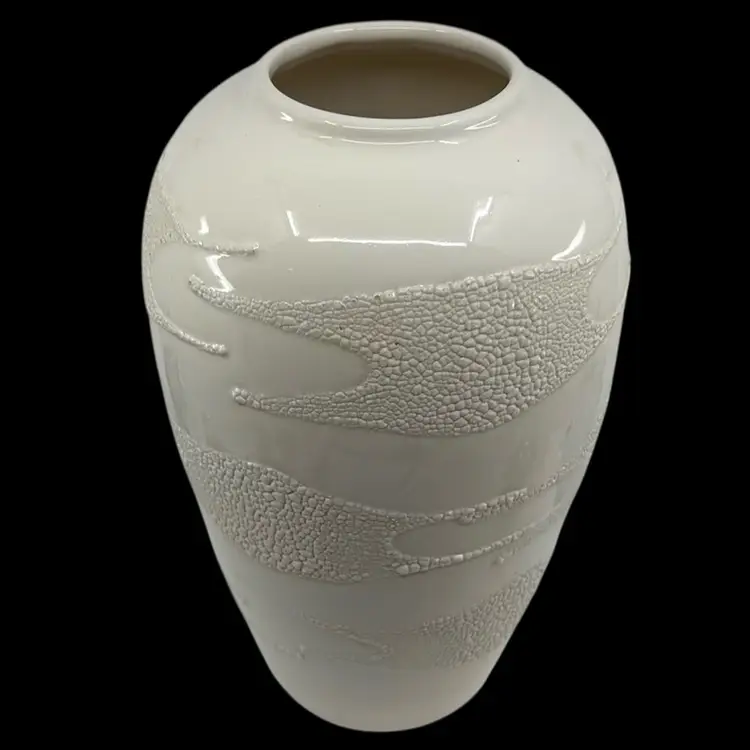 Royal Haeger Earth Wrap White On White Large Textured Vase 13H 7Dia