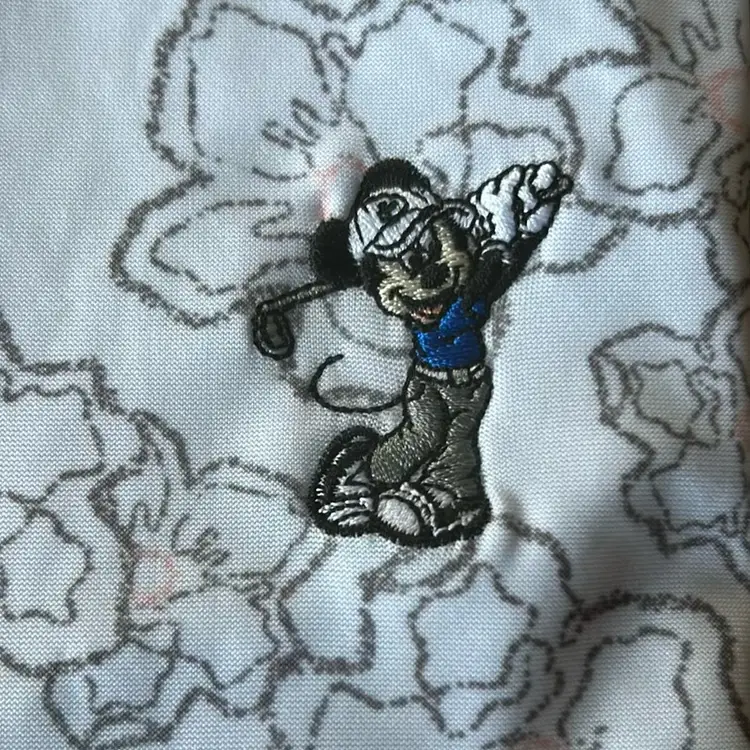 Disney Mickey Mouse Golf Polo Floral Pattern White