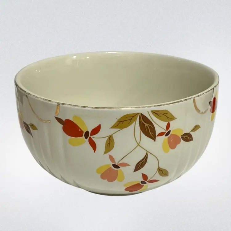 Hall’s Superior - Small Mixing Bowl – Mary Dunbar / Jewel Homemakers Institute – Autumn Floral, Gold Trim- 6.25” Diameter 3.5” Tall- Vintage