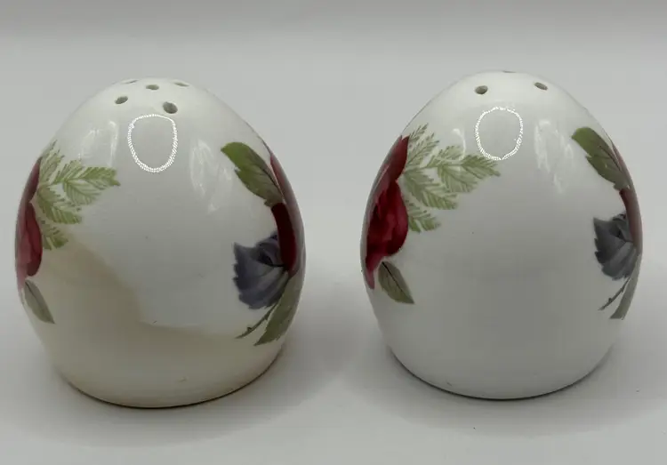 Vintage Rose Floral Salt & Pepper Shakers, Ceramic Kitchen Decor, By Cottage Sandford, Made In England