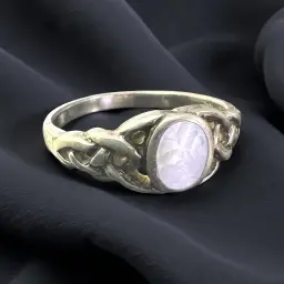 Vintage 925 Sterling Silver Mother Of Pearl Celtic Knot Ring Size 6.5