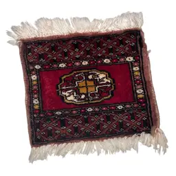 Vintage Turkmen Bukhara Hand Knotted Rug Pakistan, Mini Prayer, Dollhouse or Altar Cloth 11x12"