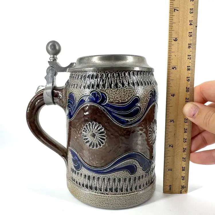 German Salt Glaze Pottery Beer Stein