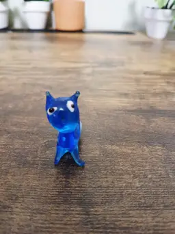 Quirky Blue Glass Cat Figurine