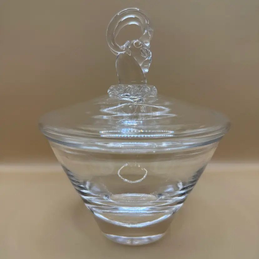 Mid-Century Steuben Art Glass Ram’s Head Candy Dish 6.5x5”