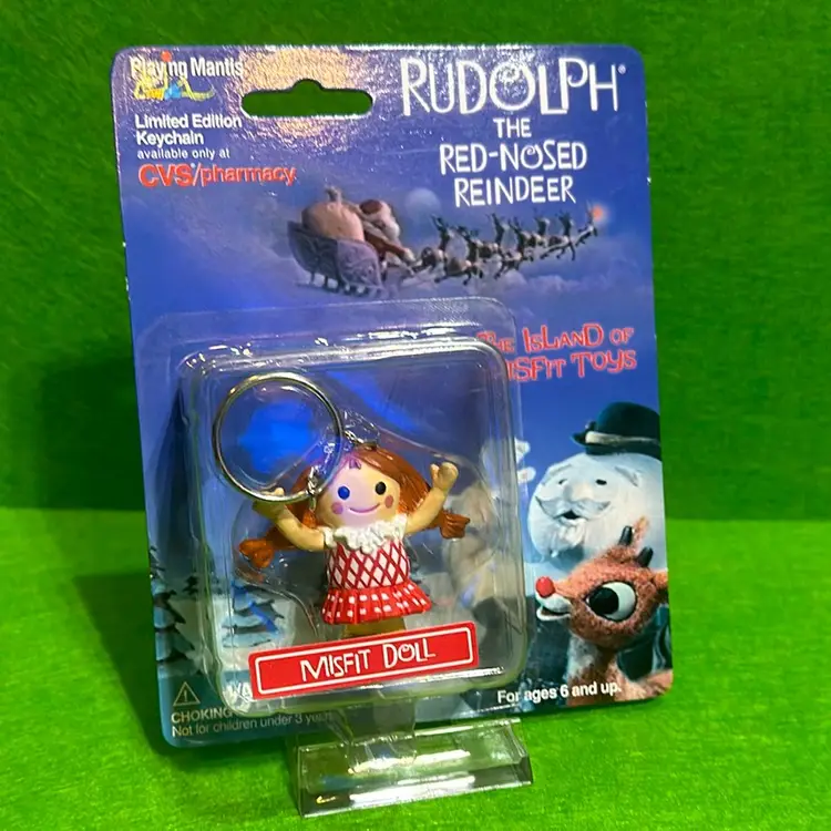 Misfit doll Rudolph, the red nose, reindeer keychain