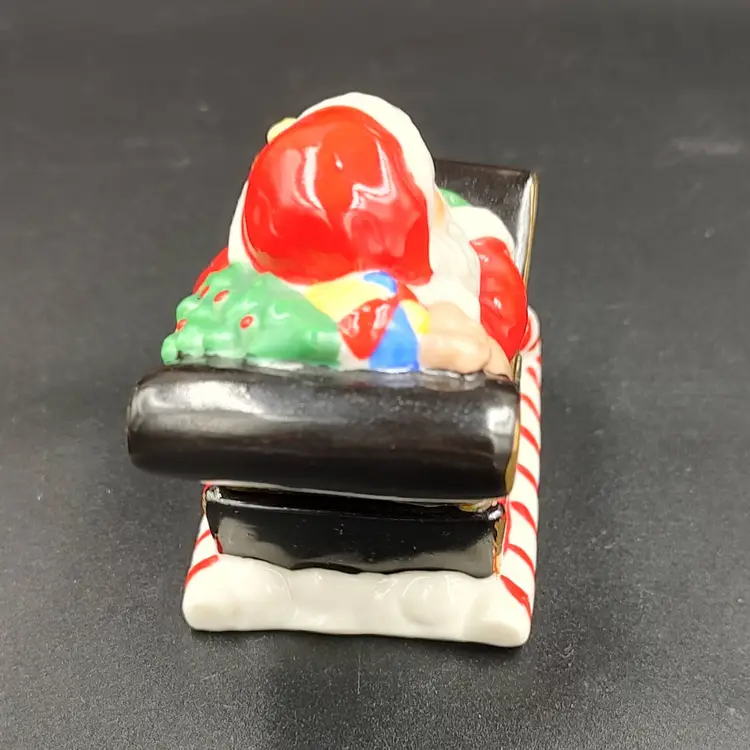 Vtg Dept 56 Santa In Sleigh Trinket Box