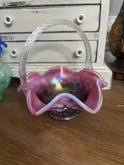 Fenton Cranberry Carnival Glass Basket