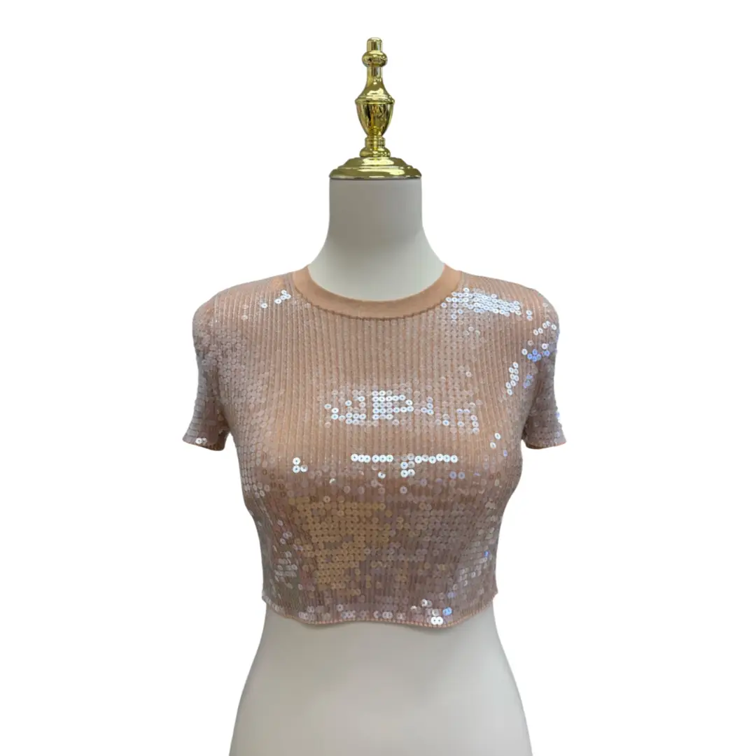 Alexander Wang Sequin Cropped T-shirt Sz