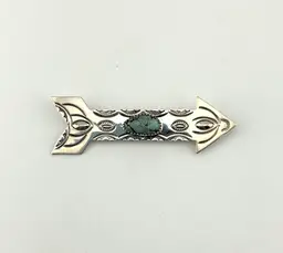 Signed Echo of The Dreamer by Margaret Thurman Sterling Silver Turquoise Arrow Brooch 3”x 1”