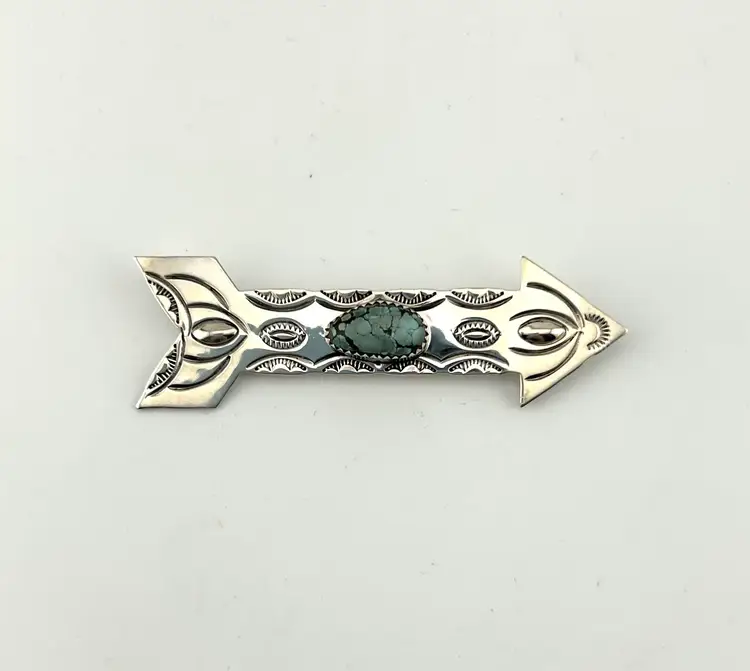 Echo of The Dreamer by Margaret Thurman Sterling Silver Turquoise Arrow Brooch 3”x 1”