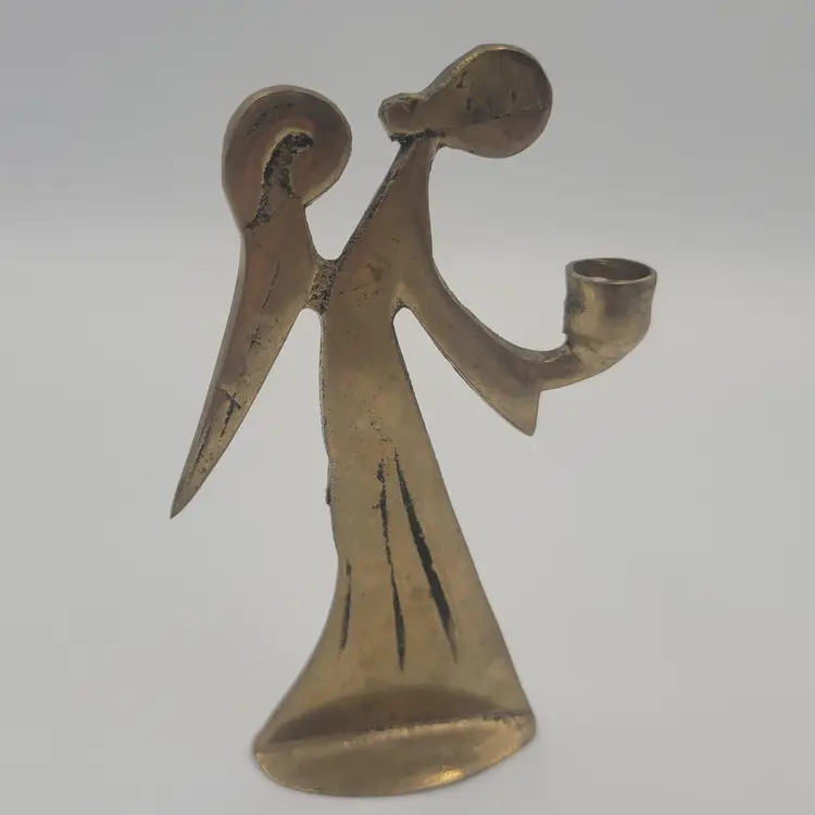 Vintage Small Brass Angel Figurine Candle Holder