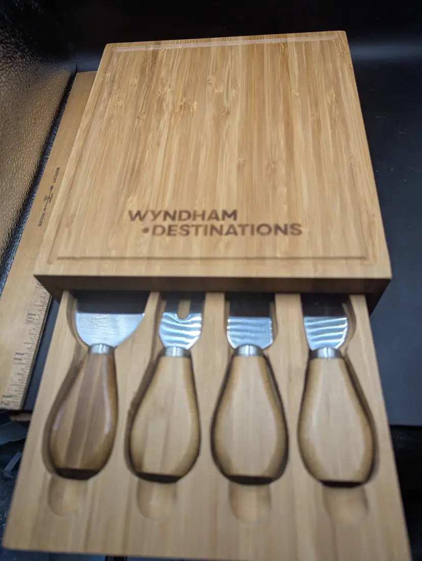 Picnic at Ascot Bamboo Edam Cheese Board With Utensils