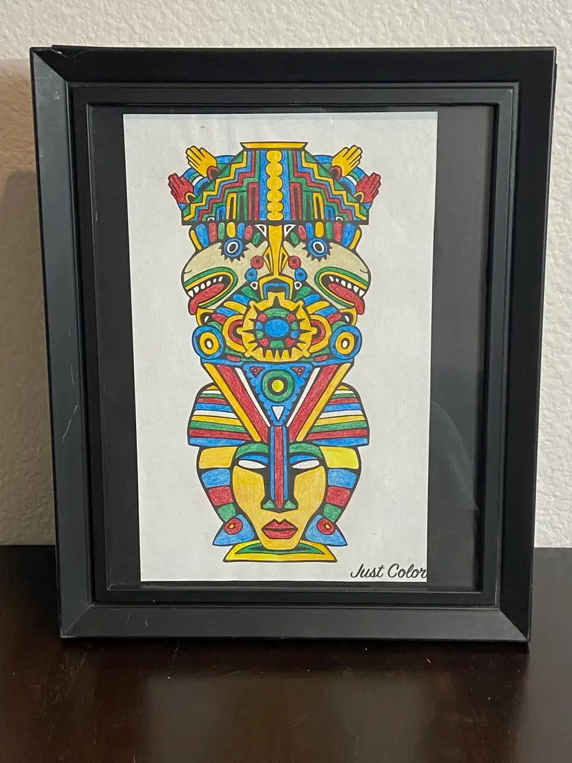 Framed "Just Color" Color Pencil Artwork
