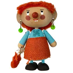 Rare Vtg 60s Ljungstroms Butticki Sweden Tomte Figure Troll W/Tail Glow Earrings